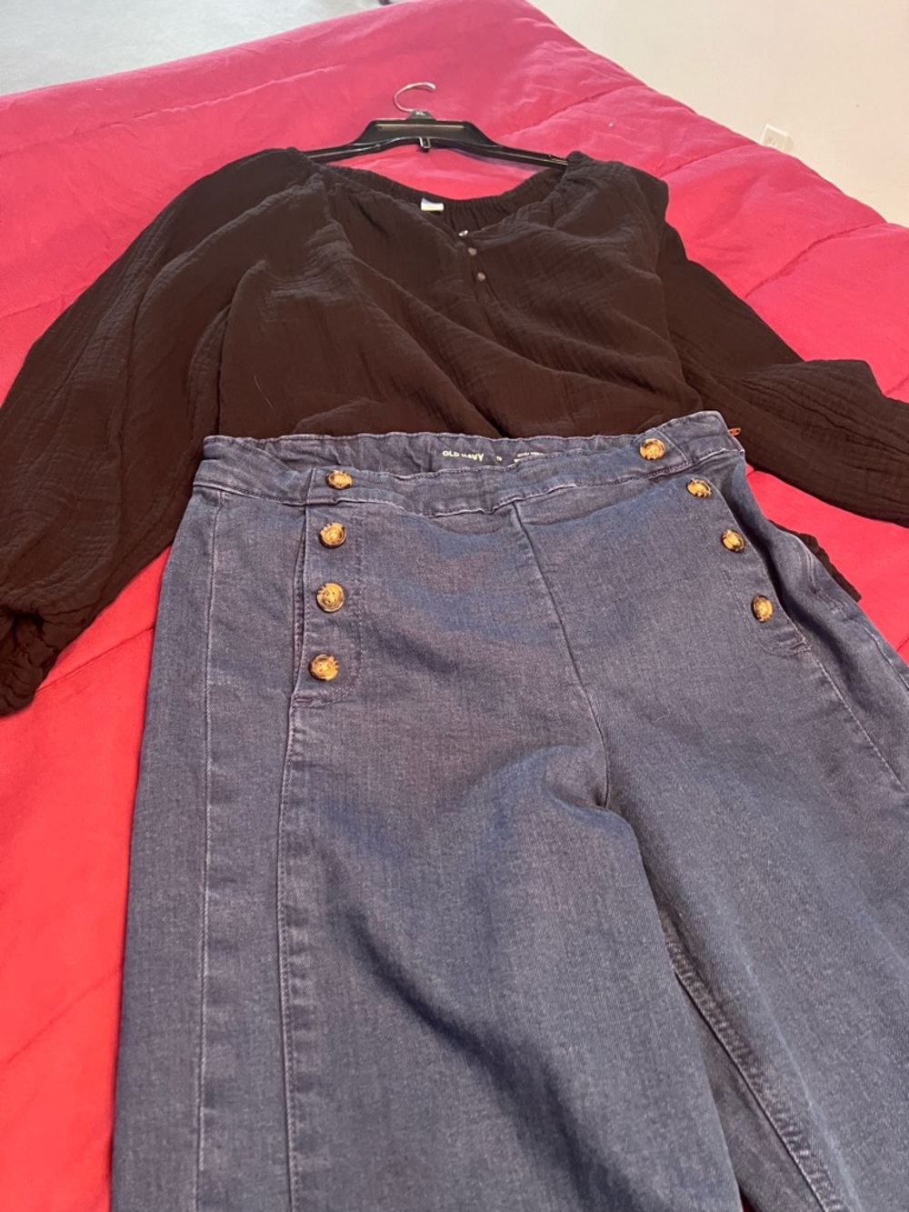 Old Navy Black Women's Peasant Balloon Sleeve Cotton Gauze Blouse XL tall - Picture 5 of 10